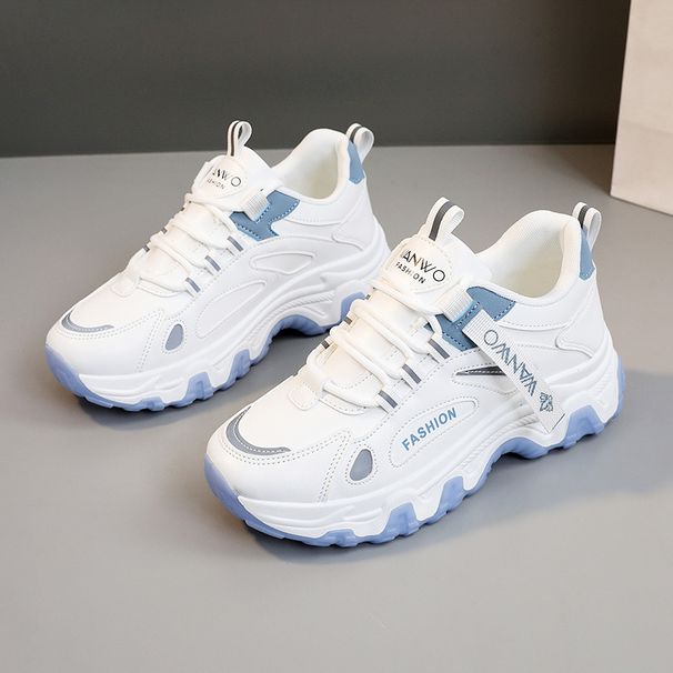 Q7822 New Dad Women 2024 Spring Summer Height Increasing Breathable Thick Sole Mesh White Shoes Versatile For Female_vogvips.com