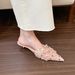 Stunning! Gold Mist Pink Mesh Half Slippers For Women, Spring And Summer Outdoor Wear, Sequin Pointed Toe Shoes_vogvips.com