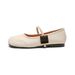 French Mary Jane Shoes Women's Flat Bottom Word With Shallow Mouth Retro Soft Sole Single Shoes Fairy Style_vogvips.com