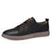 Black Textured Small Leather Shoes Men's Shoes Low-top Breathable Hollow Sports Style Casual Men's Board Shoes_vogvips.com