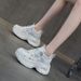 Thick-soled Dad Shoes Women's Transparent Mesh Thick-soled Inner Height Increase Plus Rhinestones Casual Versatile Women's Shoes_vogvips.com