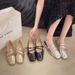 French Single Shoes Women's Thick Heel High Heels With Skirt Silver Temperament Mary Jane Women's Shoes Large Size Shoes_vogvips.com