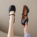 French Gentle Evening Breeze Mary Jane High Heels Women's Thick Heel Spring And Autumn With Skirt Small Leather Shoes_vogvips.com