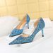 8829-A3 Style Sexy Nightclub Slim Fit High Heel Shallow Mouth Pointed Side Hollow Shining Sequin Single Shoe_vogvips.com