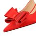 3716-H25 Fashion Pedicure Korean Style Women's Satin Shallow Mouth Pointed Toe High Heels Hollow Back Strap Bowknot_vogvips.com