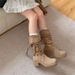 2025 New Retro Wasteland Style Fringed Rider Boots, Thick Heel But Not To The Knee, Long Boots, Slim-fitting, Piled Mid-calf Boots For Women_vogvips.com