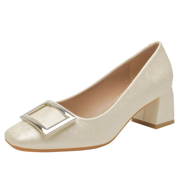 NEW French Square Head Thick Heel High-heeled Shoes Burst Style Is Light And Easy To Wear Daily Commuting Feet Shallow Mouth Single Shoes_vogvips.com