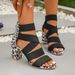 2025 Summer European And American Leopard Print High-Heeled For Women, New Large Size Cross-Border Elastic Strap Chunky_vogvips.com
