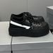 2025 New Thick-Soled Canvas Shoes For Women With Cross Flower Design, Height-Increasing Black And White Color-Block_vogvips.com