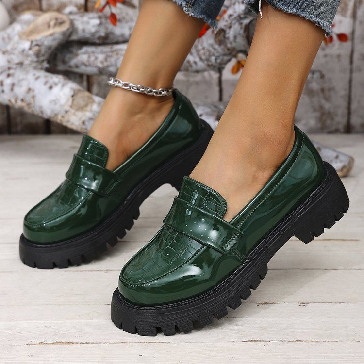 Loafer Small Leather Shoes Platform Single Shoes Retro Slip-on_vogvips.com