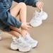 Women's Hidden Heel Polyurethane Dad Shoes 2025 New Spring Versatile Street Style Platform Thick Sole Casual Sneakers_vogvips.com