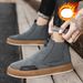 New casual cotton boots with fleece summer fashion thermal insulation cotton shoes men's leather boots soft soled men's shoes outdoor sports shoes_vogvips.com