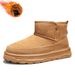 Men's Winter Snow Boots With Fleece Lining - Thick & Warm Round Toe Slip-On Boots For Cold Weather, Non-Slip PVC Sole (Black/Chestnut/Licorice)_vogvips.com