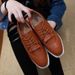 Women's Chunky Sole Platform Shoes With Fringe Detail, Round Toe Lace-Up Design For Casual Everyday Wear British Style Women's Leather Shoes_vogvips.com