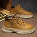 Martin High Autumn British Style Genuine Leather Men's Casual Shoes Mid Top Height Increasing Waterproof Work Boots_vogvips.com