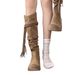Cowhide Version~ Wasteland Style Tassel Knight Thick Heel Over-the-Knee Long Slimming Mid-Calf Boots For Women_vogvips.com