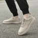 Men's Shoes Casual Board Shoes Men's Breathable Soft-soled White Shoes British Leather Sports Casual Board Shoes_vogvips.com