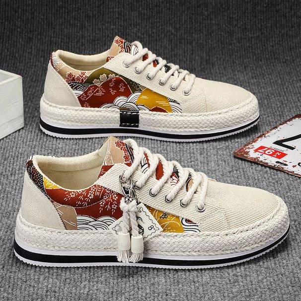 Low-Top Canvas Mens Summer Fashion Trend Platform Sneakers Comfortable Breathable Casual Shoes Zapatos Para Hombres_vogvips.com