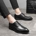 Men's Stylish Pointed-Toe Dress Shoes - Breathable PU Leather Lace-Up Oxfords For Business & Wedding, Korean Trendy Design_vogvips.com