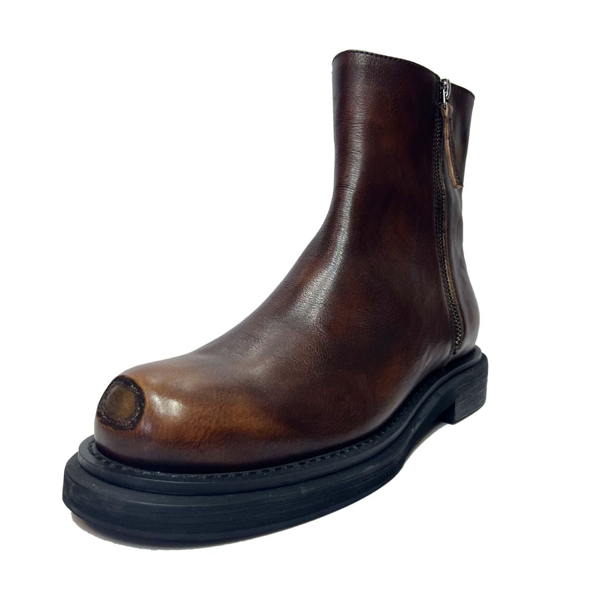 European Warm Series Genuine Martin Steel Toe Zipper Handmade Work Men's Motorcycle Boots Large Leather Shoes Men_vogvips.com