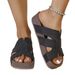 Women's Summer Fashion Thick Soled Sandals Cross Strap Wedge Heel Soft Sole Casual Beach Wear European American Style_vogvips.com