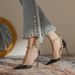 Genuine Leather Black Riveted Women's Sandals High HeelsvThin Heel Pointed Shallow Mouth Stripe Summer Ladies Pumps10cm_vogvips.com