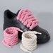 Shoelaces One Three Strand Rope Shoelaces Thick Round Black Warrior Black Beige 7mm Shoelace Rope_vogvips.com