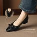 Cameido Retro Camellia French Style Women's Spring Square Toe Chunky Heel Commuting Shoes Shallow Mouth Dressy Shoes_vogvips.com