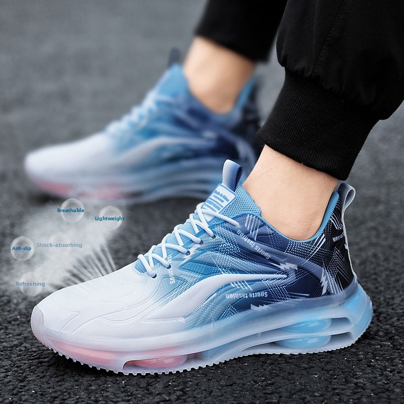 Men's plus Size Running Shoes Breathable Leather Upper Shock Absorbing Casual Style Height Increasing Versatile Shoes for Teenagers And Students_vogvips.com
