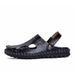 Men's Casual Summer Beach Sandals Closed Toe Walking Outdoor Sandals Slip-On Comfortable Leather Shoes For Man_vogvips.com
