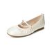 French Stunning Mary Jane Shoes Inner Height Increase Autumn Flat Ballet Shoes Silver Single Shoes Women_vogvips.com