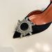 Solid color pointed women's sandals new sun buckle rhinestone high-heeled shoes with a glass with a baotou women's shoes_vogvips.com