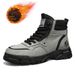 Men's Winter Work Boots - Leather High Top Ankle Boots With Warm Fleece Lining, Non-Slip PVC Sole For Outdoor & Casual Wear_vogvips.com