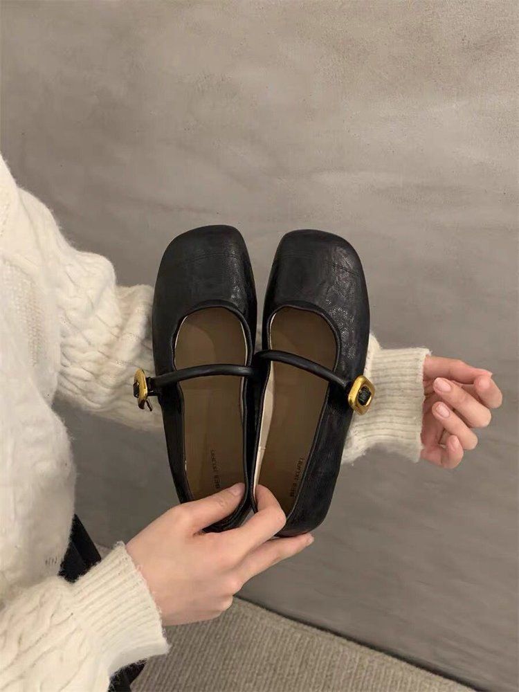 Soft-soled Mary Jane With Round Toe And Shallow Cut, 2026 Spring New Model, Versatile For Commuting, Single-strap Flat_vogvips.com