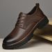Men's Oxford Leather Shoes Style Round Head Lace-up Platform Men's Leather Shoes_vogvips.com
