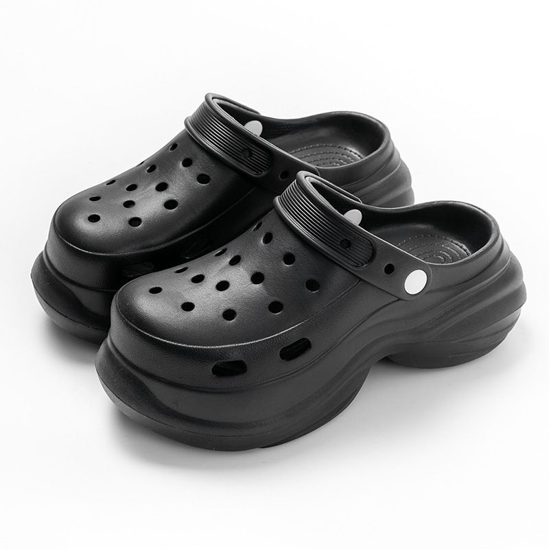 Hole Shoes Women's High Heel Slippers Summer Breathable Garden Shoes Women's Heel Closed Toe Shoes Sandals_vogvips.com