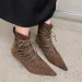 Stylish Pointed Toe Suede Front LaceUp AntiSlip WearResistant Slim Heel Shorthole 251015_vogvips.com