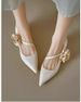 French Pointed Flower Coarse Follow-up Shoes For Women, New Gentle And Shallow Mouthed Mary Jane Shoes, Versatile And Fashionable Temperament_vogvips.com