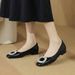 Cameido Leather Soft - Sole And Upper Women's Dressy Rhinestone - Buckle Low - Heel Commuting Shoes Spring_vogvips.com