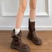 Wow~ Thick-soled Maillard Mid-tube Short Boots For Women's Autumn And Winter New Retro British Style Slimming And Heightening Brown Martin Boots_vogvips.com