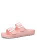 Summer Men's Casual Simple Solid Color Buckle Plastic Slip-On Flat Heel Adjustable Slippers_vogvips.com
