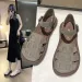 new Womens Summer Zapatillas De Mujer Square Toe Flat Leather Women Gladiator Sandals Slip On Ladies Beach Shoes H260413_vogvips.com