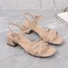 Cross-Border Simple Elegant Sandals For Women, Soft Leather, Plus Size, Chunky One-Strap Buckle, High Heel, Versatile_vogvips.com