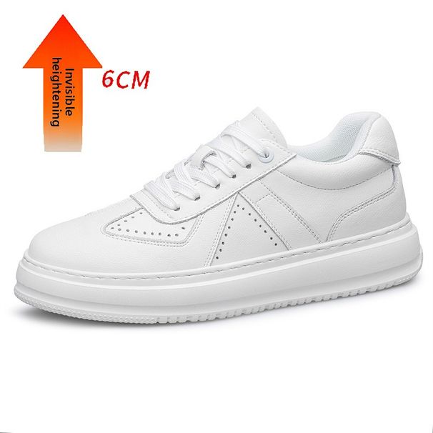 Thick-soled Heightening White Shoes Men's Lace-up Men's Sports And Leisure Single Shoes Board Shoes_vogvips.com