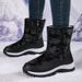 Winter Outdoor Snow Boots For Women With Plush And Thick Cotton Shoes, Zipper, Thick Sole, Waterproof, Anti Slip, Warm Cotton Shoes_vogvips.com