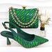 Women's banquet shoe bag set simple bright rhindiamond-decorated pointed stiletto daily commute wear_vogvips.com