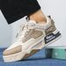 ShoeVault Leather Patchwork Thick Sole Height Increasing Sneakers Summer New Low-top Lace-up Casual College Style Versatile Men's_vogvips.com
