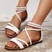 Cross-border 2025 Women's Back-zip With Woven Thin Straps, Flat-soled, European And American Large Size, Open-toe,_vogvips.com