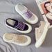 2024 Summer Women's Tide With Board Flat Female Fashion Casual Thick Bottom Mesh Breathable White Shoes_vogvips.com