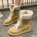 Plush Winter Snow Boots For Women – Fleece-Lined Mid-Calf Boots With Side Zipper & Non-Slip Sole_vogvips.com